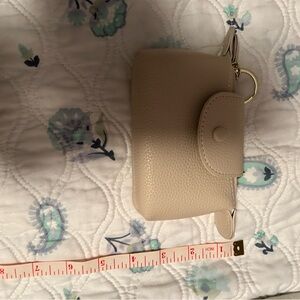 Cream Leather Keychain Pouch